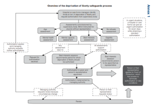 Diagram of the overview of the deprivation of liberty safeguards process.